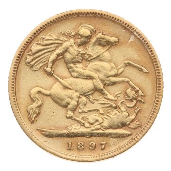 1897 Victoria Jubilee Head UK Half Sovereign Coin