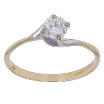 18ct Yellow And White Gold 0.50ct Brilliant Cut Diamond Solitaire Ring