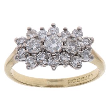 18ct Yellow Gold 1.00ct Brilliant Cut Diamond Cluster Ring