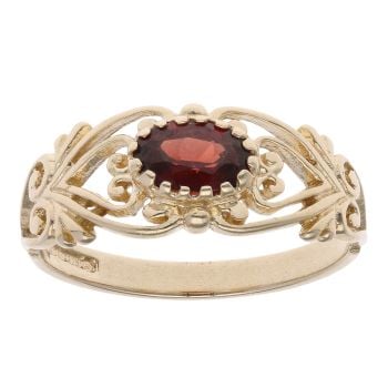 9ct Yellow Gold Garnet Solitaire Ring