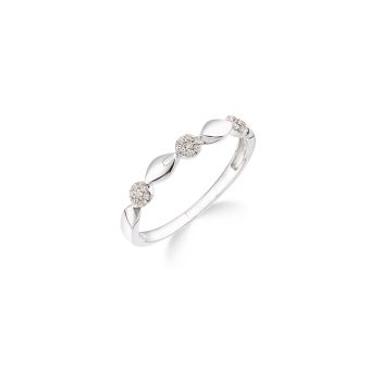 9ct White Gold 0.10ct Natural Diamond Twist Bridal Ring
