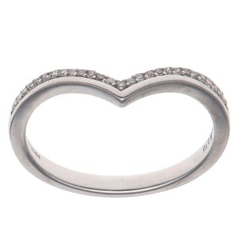 9ct White Gold 0.10ct Brilliant Cut Diamond Wishbone Ring