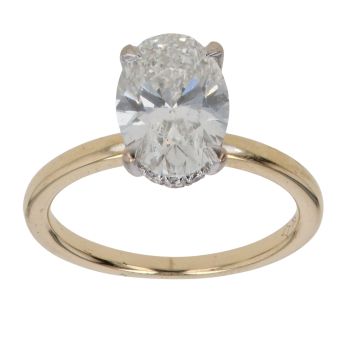 18ct Yellow Gold 2.10ct Oval Cut Lab Grown Diamond Solitaire Ring