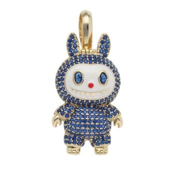14ct Yellow Gold Blue Gemstone Bunny Pendant