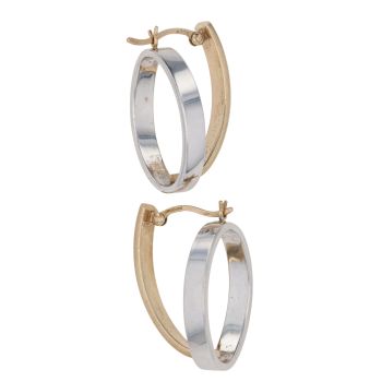 9ct Yellow and White Gold Fancy Hoop Earrings