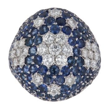 14ct White Gold 1.40ct Brilliant Cut Diamond and Sapphire Cluster Ring