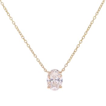 9ct Yellow Gold 1.00ct Oval Cut Lab Grown Diamond Solitaire Pendant and Chain 18"