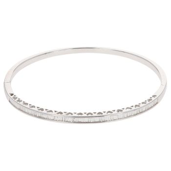 18ct White Gold 1.00ct Baguette Cut Diamond Bangle