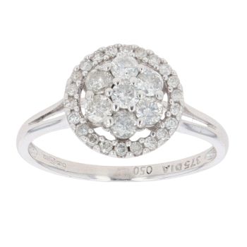 9ct White Gold 0.50ct Brilliant Cut Diamond Cluster Ring