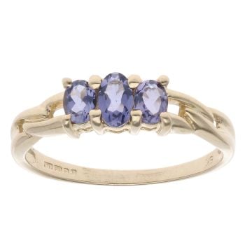9ct Yellow Gold Three Stone Tanzanite Ring