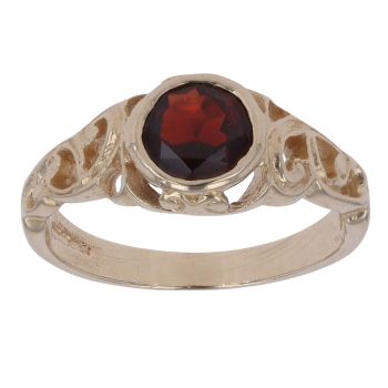 9ct Yellow Gold Garnet Single Stone Ring