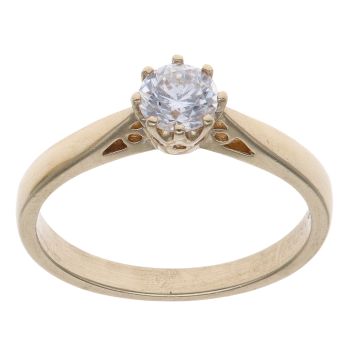 9ct Yellow Gold Cubic Zirconia Single Stone Ring