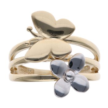 14ct Yellow and White Gold Butterfly and Flower Fancy Ring