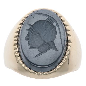 9ct Yellow Gold Hematite Centurion Signet Ring