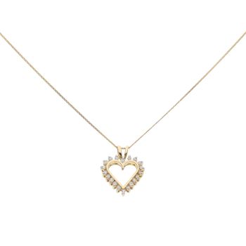 9ct Yellow Gold 0.50ct Diamond Heart Pendant and Chain 18"