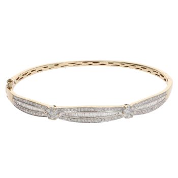14ct Yellow Gold 1.30ct Brilliant and Baguette Cut Diamond Bangle