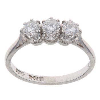 Platinum 0.65ct Brilliant Cut Diamond Trilogy Ring