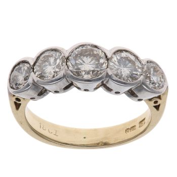 18ct Yellow Gold 1.75ct Brilliant Cut Diamond Five Stone Ring