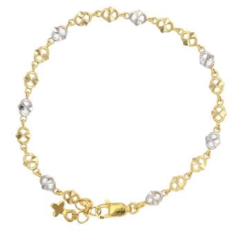 22ct Yellow And White Gold Fancy Kisses Bracelet 7"