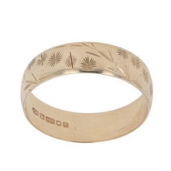 9ct Yellow Gold Patterned Wedding Band 5.4mm