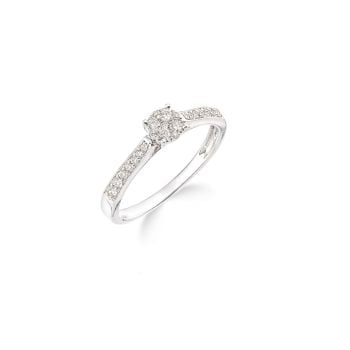 9ct White Gold 0.25ct Diamond Cluster Ring