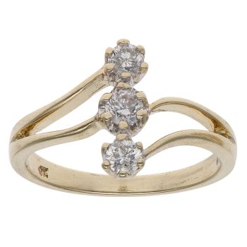 9ct Yellow Gold 0.33ct Brilliant Cut Diamond Twist Trilogy Ring