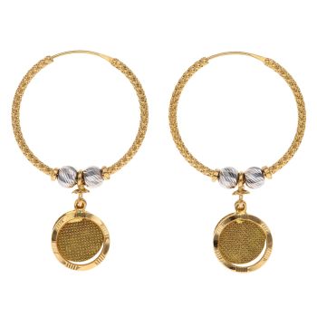 22ct Yellow Gold Satelite Drop Hoop Earrings