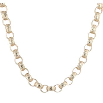 9ct Yellow Gold Patterned and Plain Belcher Chain 26"
