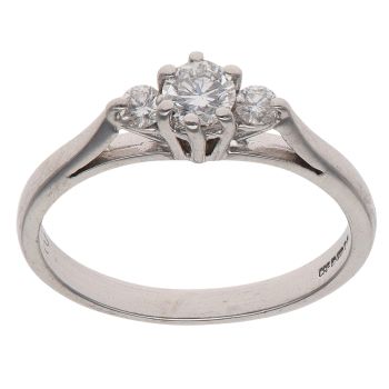18ct White Gold 0.28ct Brilliant Cut Diamond Trilogy Ring