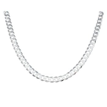 Silver Flat Curb Chain 24" By Icesia Gents