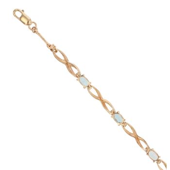 9ct Yellow Gold 0.01ct Brilliant Cut Diamond and Blue Topaz Bracelet 7"