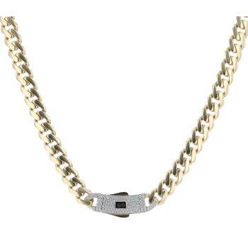 14ct Yellow Gold Monaco Classic Plain Pave Lock Curb Chain 18"