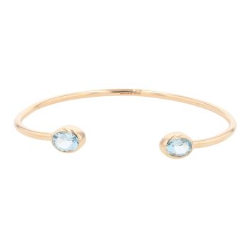 9ct Yellow Gold Aquamarine Torque Bangle