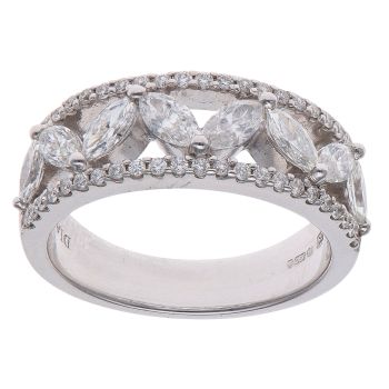 18ct White Gold 1.00ct Marquise and Brilliant Cut Diamond Fancy Ring