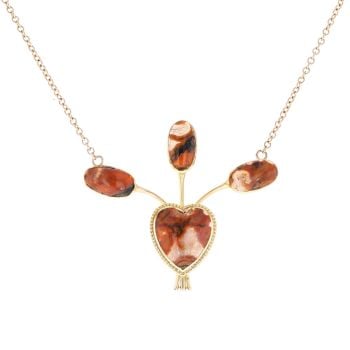 9ct Yellow Gold Agate Heart Pendant And Chain 18"