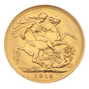 1915 George V Large Head UK Full Sovereign Coin