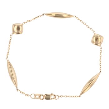 9ct Yellow Gold Bar and Square Fancy Bracelet 7"