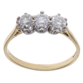 18ct Yellow Gold 1.00ct Brilliant Cut Diamond Trilogy Ring