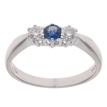 18ct White Gold 0.20ct Diamond And Sapphire Ring