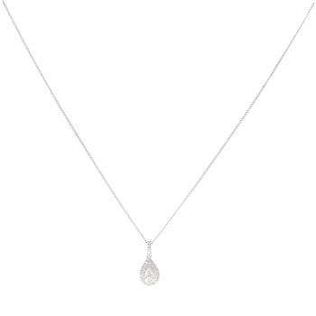 9ct White Gold 0.20ct Diamond Cluster Pendant and Chain 16"
