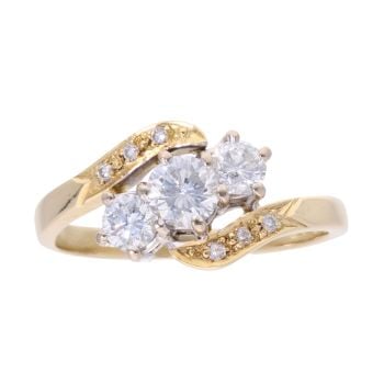 18ct Yellow Gold 0.75ct Diamond Trilogy Twist Ring