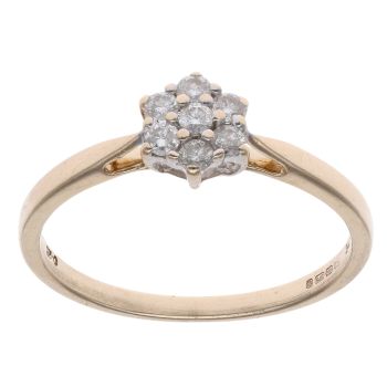 9ct Yellow Gold 0.25ct Brilliant Cut Diamond Cluster Ring