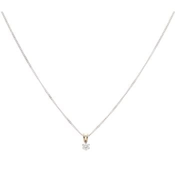 18ct Yellow And White Gold 0.20ct Brilliant Cut Diamond Solitaire Pendant And Chain 16"