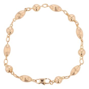 14ct Yellow Gold Beaded Bracelet 7"