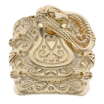 9ct Yellow Gold Patterned Saddle Ring