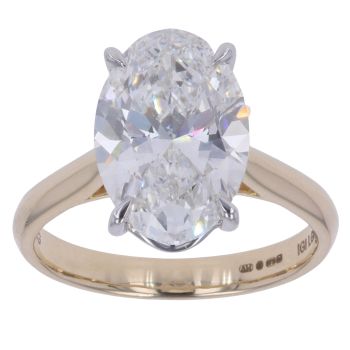 9ct Yellow Gold 5.00ct Oval Cut Lab Grown Diamond Solitaire Ring