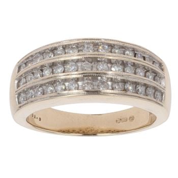 9ct Yellow Gold 0.50ct Diamond Three Row Fancy Ring