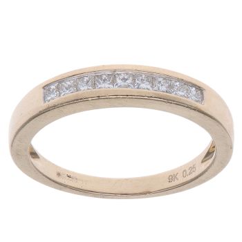 9ct Yellow Gold 0.25ct Princess Cut Diamond Half Eternity Ring