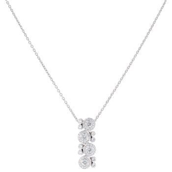 18ct White Gold 1.15ct Brilliant Cut Diamond Cluster Pendant And Chain 16"