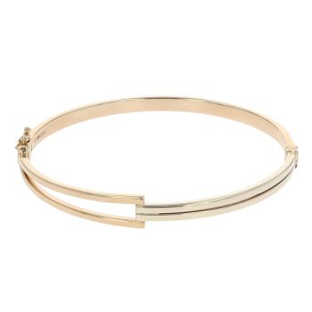 9ct Yellow and White Gold Hinged Bangle